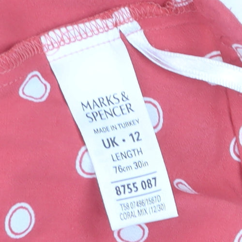 Marks & Spencer Women Pink Polka Dot Flare Skirt Size 12