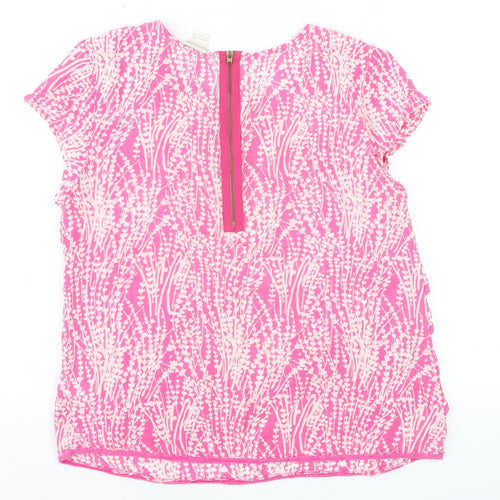 Monsoon Women's Pink Floral Ruffle Tunic Blouse Size 12