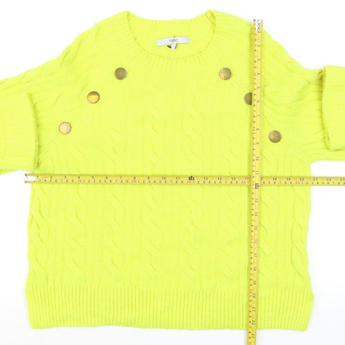 Next Womens Yellow Cable Knit Button Pullover Jumper Size S