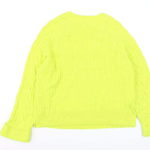 Next Womens Yellow Cable Knit Button Pullover Jumper Size S