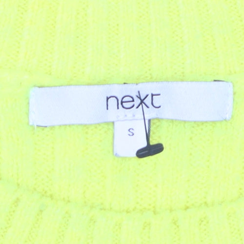 Next Womens Yellow Cable Knit Button Pullover Jumper Size S