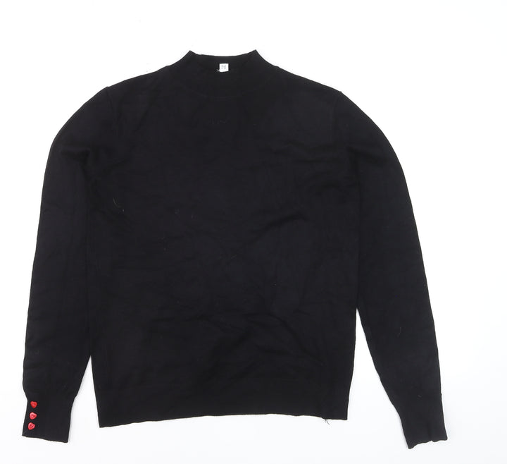 Warehouse Women’s Black Mock Neck Long Sleeve Pullover Jumper Size 10