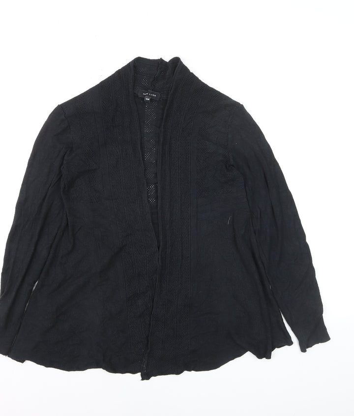 New Look Women Black Knit Open Cardigan Small V-Neck Long Sleeve