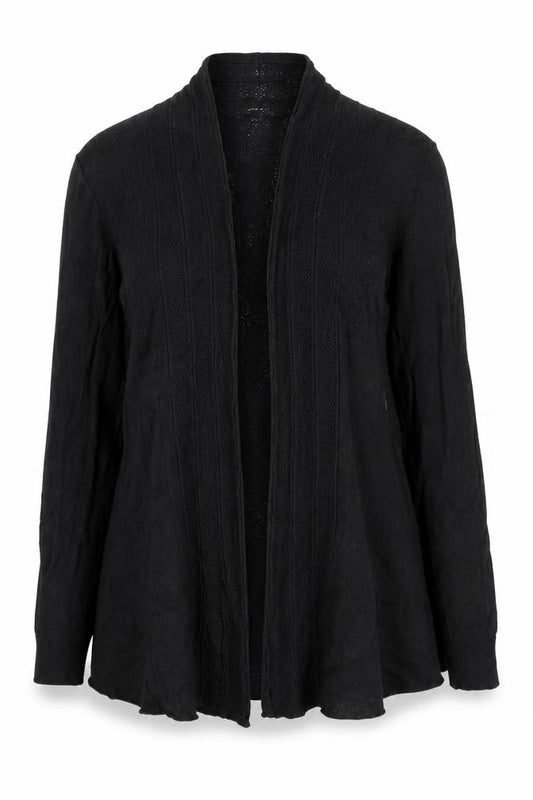 Front view of New Look Women Black Knit Open Cardigan Small V-Neck Long Sleeve