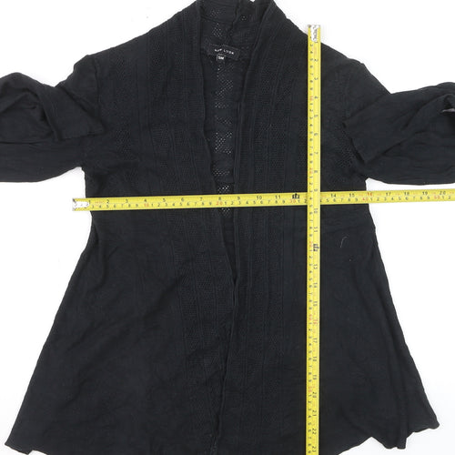 New Look Women Black Knit Open Cardigan Small V-Neck Long Sleeve