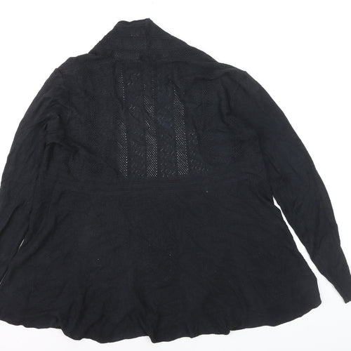 New Look Women Black Knit Open Cardigan Small V-Neck Long Sleeve