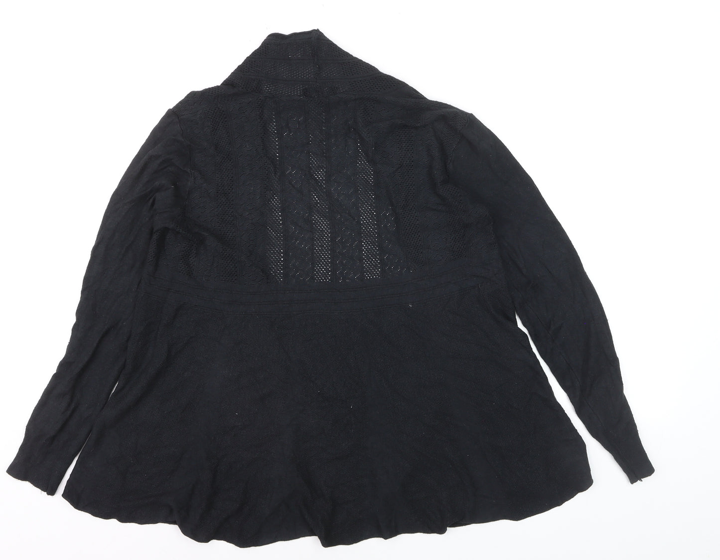 New Look Women Black Knit Open Cardigan Small V-Neck Long Sleeve