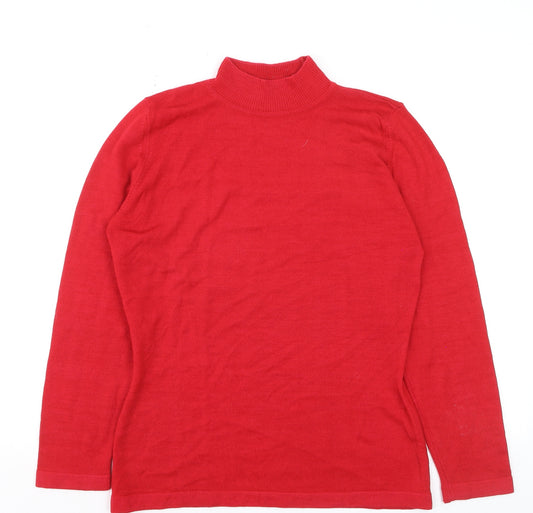 Marks and Spencer Women's Red Lambswool Mock Neck Jumper Size 12