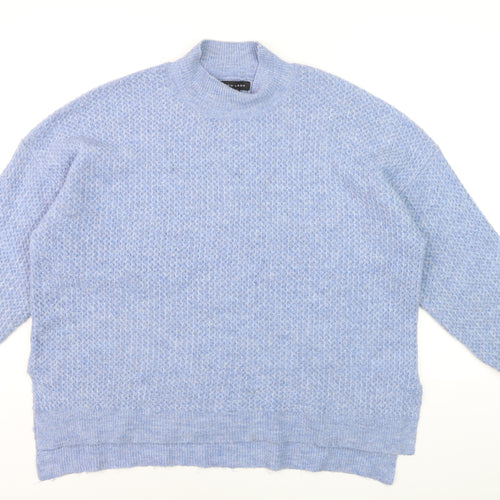 New Look Women Blue Mock Neck Long Sleeve Pullover Jumper Size M