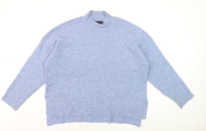 New Look Women Blue Mock Neck Long Sleeve Pullover Jumper Size M