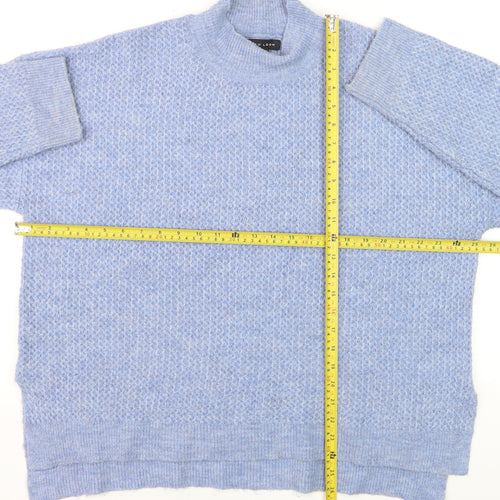 New Look Women Blue Mock Neck Long Sleeve Pullover Jumper Size M