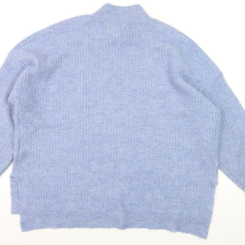 New Look Women Blue Mock Neck Long Sleeve Pullover Jumper Size M