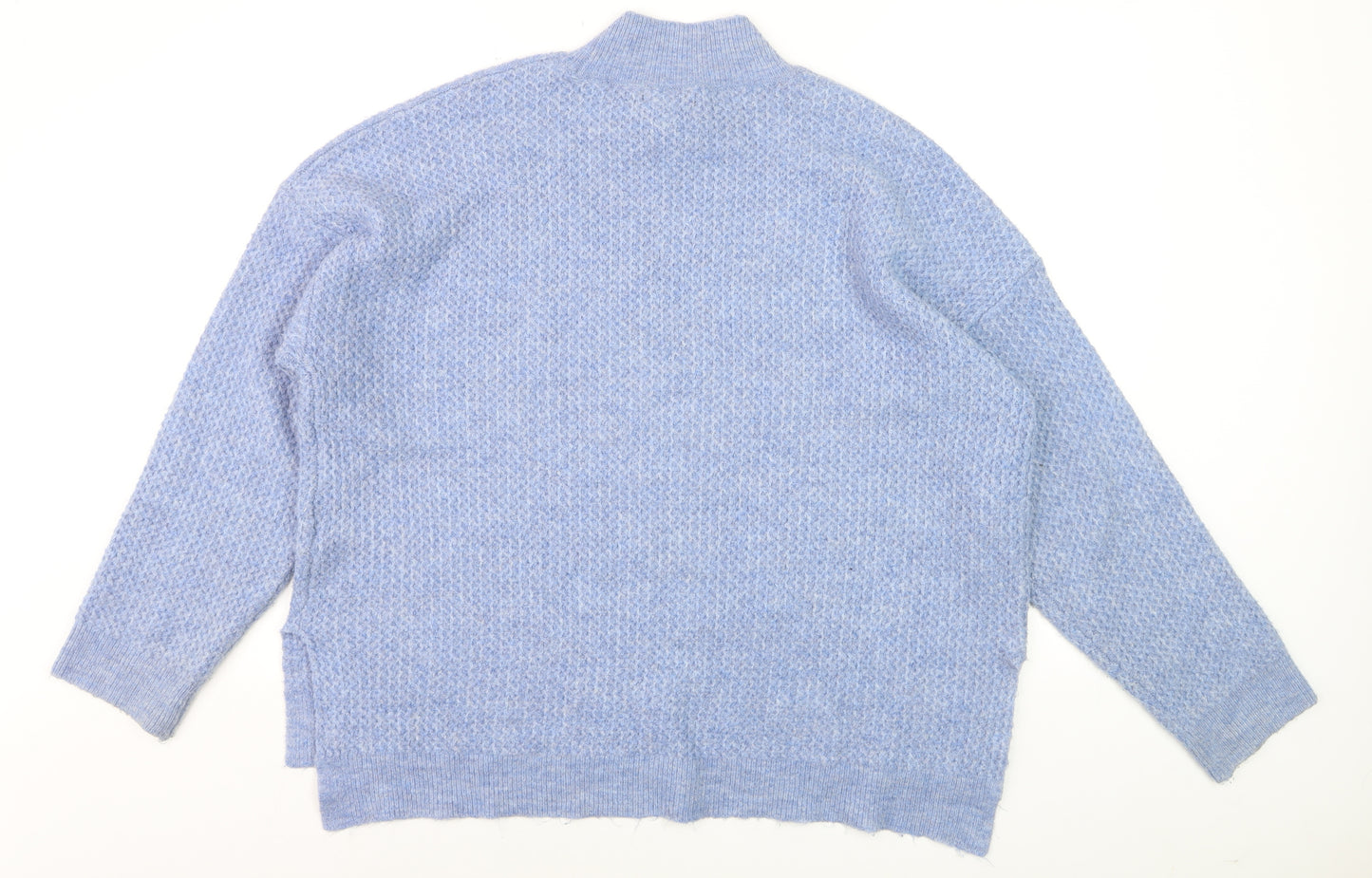 New Look Women Blue Mock Neck Long Sleeve Pullover Jumper Size M