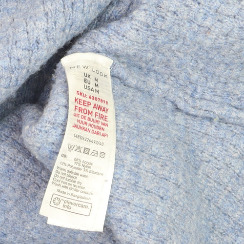 New Look Women Blue Mock Neck Long Sleeve Pullover Jumper Size M