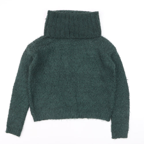 Next Women Green Roll Neck Chunky Knit Winter Jumper Size 8