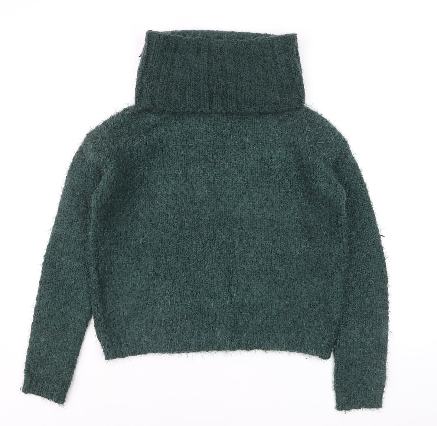 Next Women Green Roll Neck Chunky Knit Winter Jumper Size 8