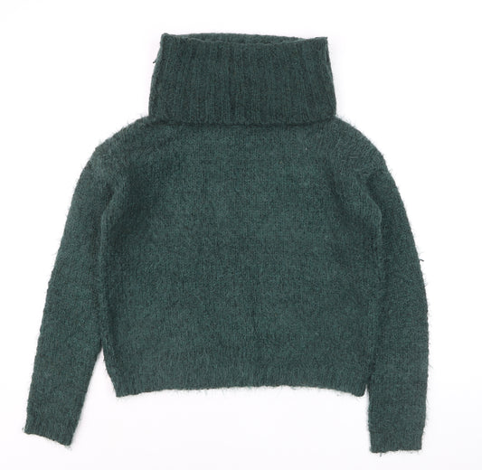 Next Women Green Roll Neck Chunky Knit Winter Jumper Size 8