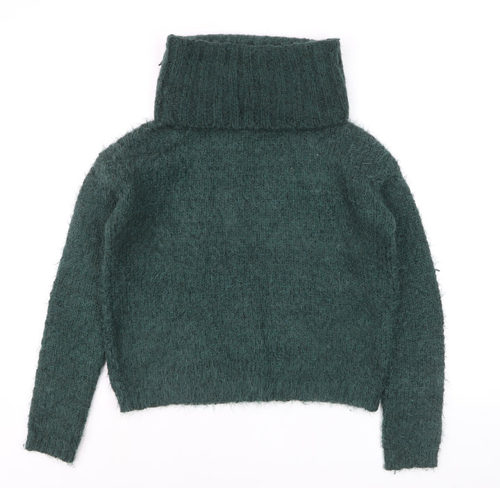 Next Women Green Roll Neck Chunky Knit Winter Jumper Size 8