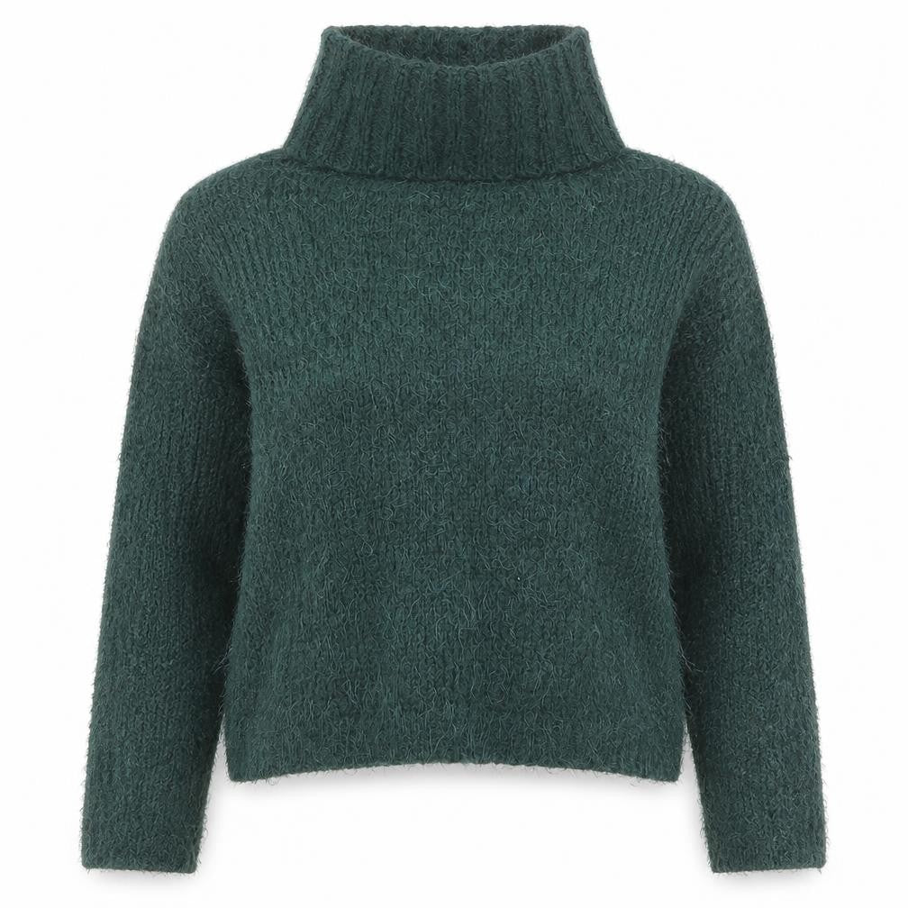 Front view of Next Women Green Roll Neck Chunky Knit Winter Jumper, size 8