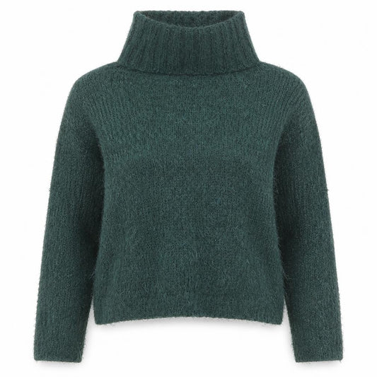 Front view of Next Women Green Roll Neck Chunky Knit Winter Jumper, size 8