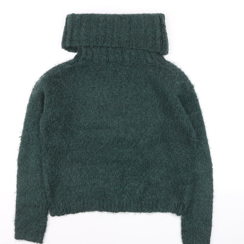 Next Women Green Roll Neck Chunky Knit Winter Jumper Size 8