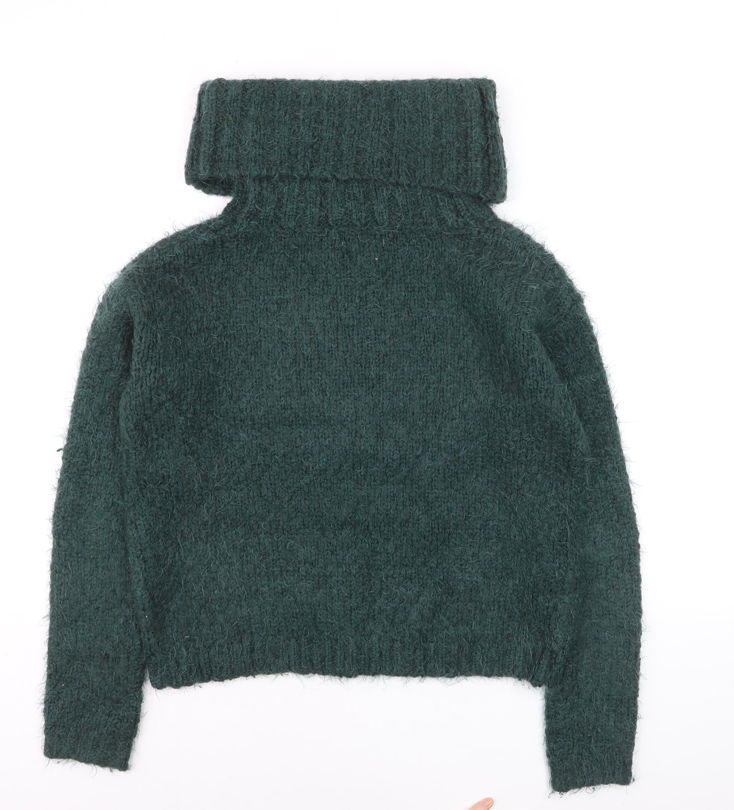 Next Women Green Roll Neck Chunky Knit Winter Jumper Size 8