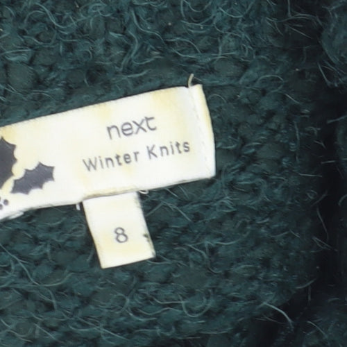 Next Women Green Roll Neck Chunky Knit Winter Jumper Size 8