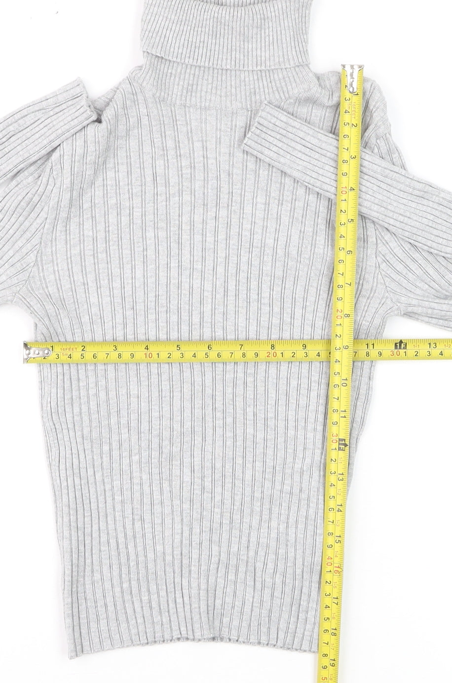 Bershka Women Grey Roll Neck Ribbed Knit Jumper Size 12