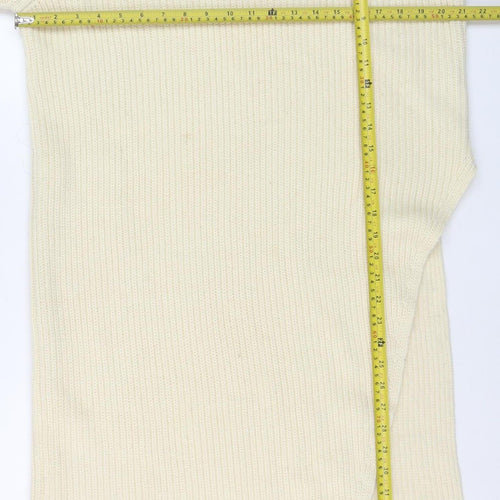 Zara Women Ivory Knit Jumper Dress S/M Round Neck 3/4 Sleeve