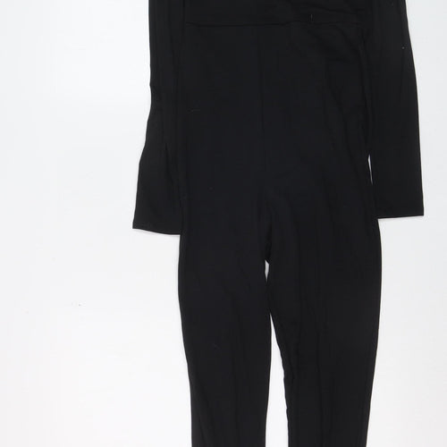 ASOS DESIGN Women Black Jumpsuit UK 12 Long Sleeve Slim Fit