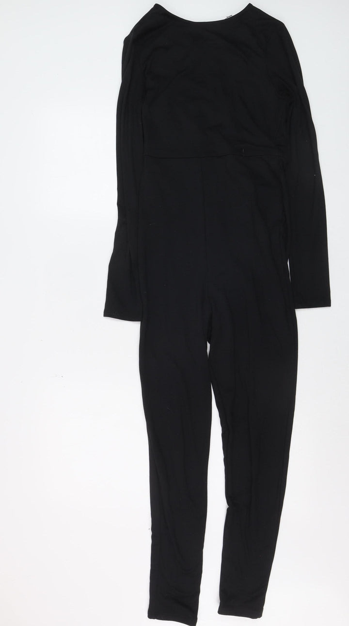 ASOS DESIGN Women Black Jumpsuit UK 12 Long Sleeve Slim Fit