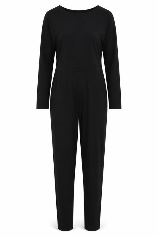 ASOS DESIGN Women Black Jumpsuit UK 12 Long Sleeve Slim Fit