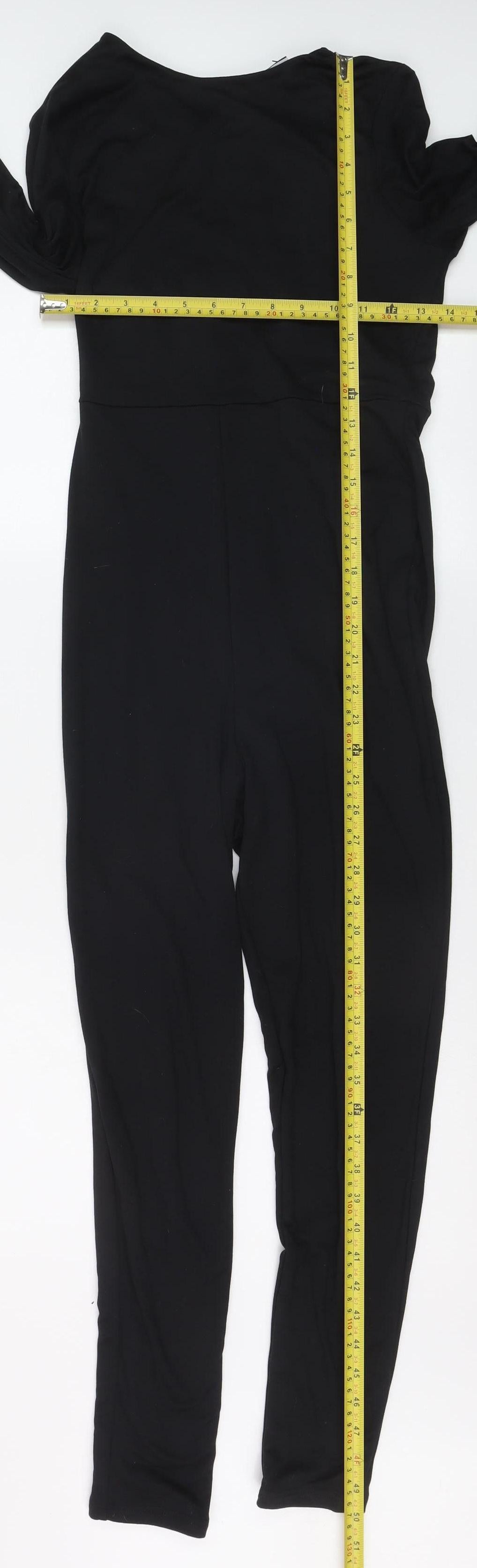ASOS DESIGN Women Black Jumpsuit UK 12 Long Sleeve Slim Fit