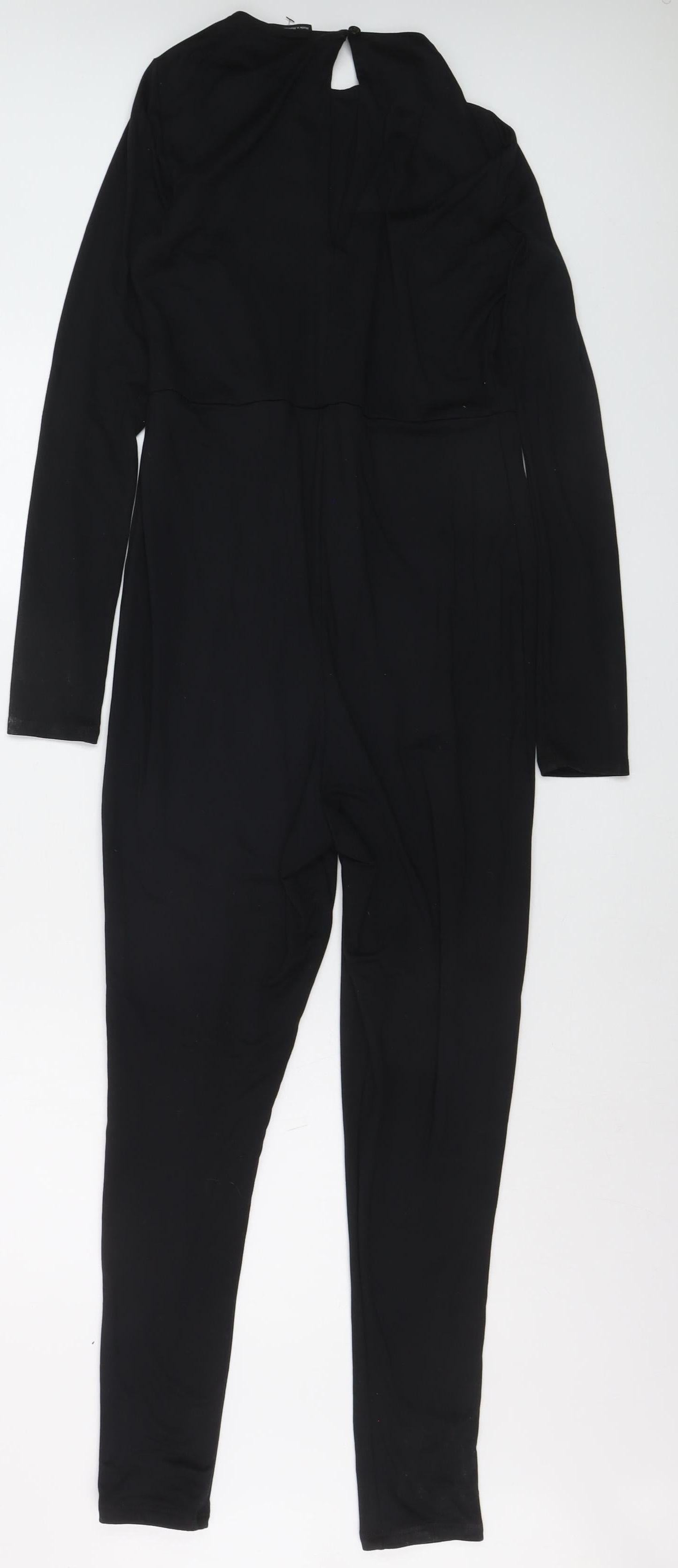 ASOS DESIGN Women Black Jumpsuit UK 12 Long Sleeve Slim Fit