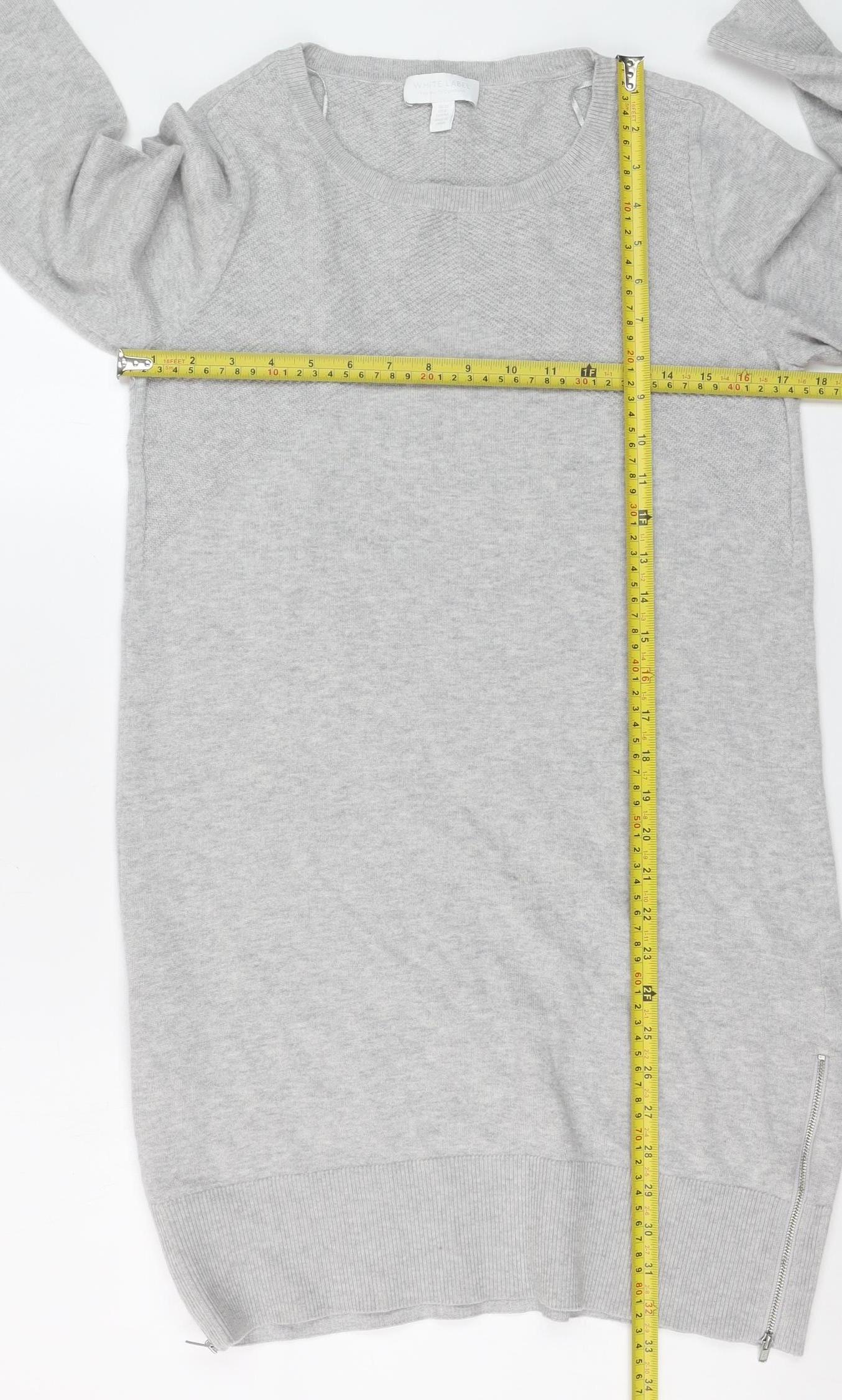 PrettyLittleThing Women's Grey Long Sleeve Tunic Jumper Size S