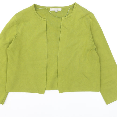Hobbs Women Green Cotton Open Front Cardigan Size S