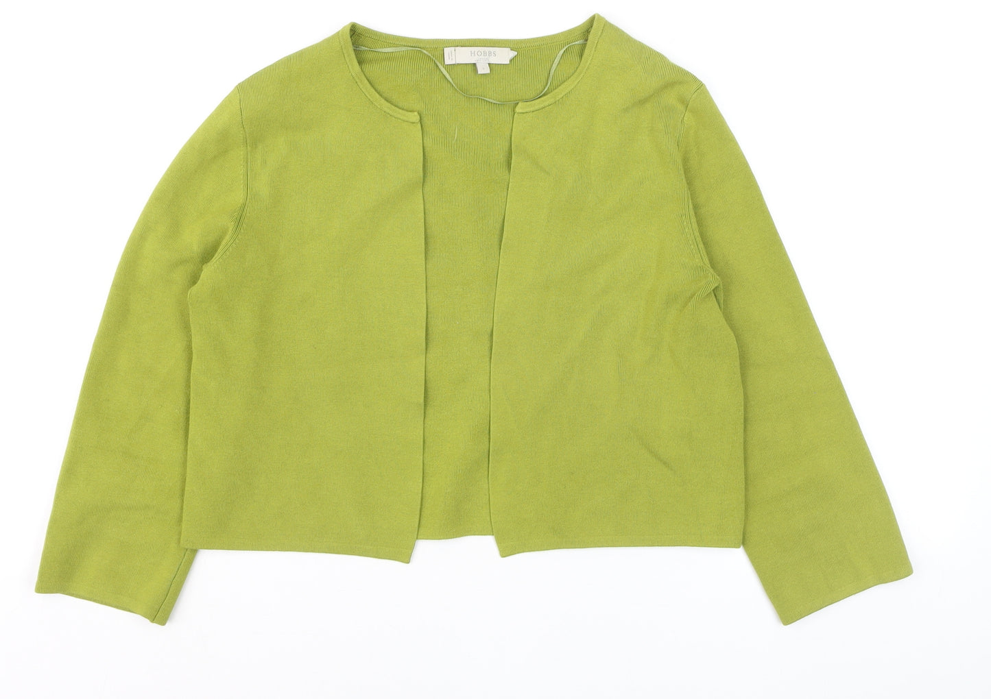 Hobbs Women Green Cotton Open Front Cardigan Size S
