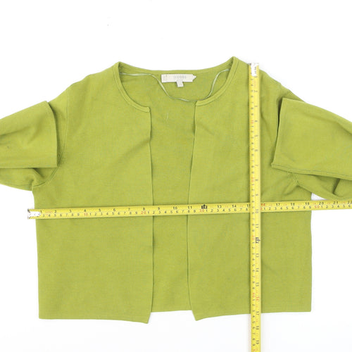 Hobbs Women Green Cotton Open Front Cardigan Size S