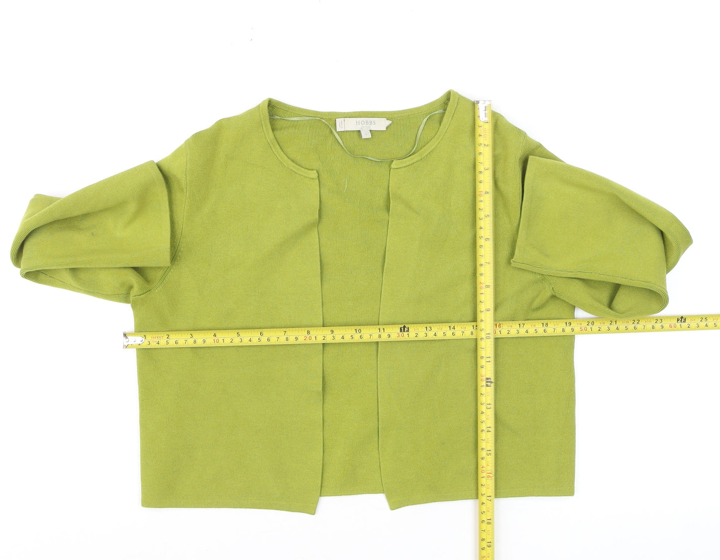 Hobbs Women Green Cotton Open Front Cardigan Size S