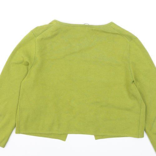 Hobbs Women Green Cotton Open Front Cardigan Size S