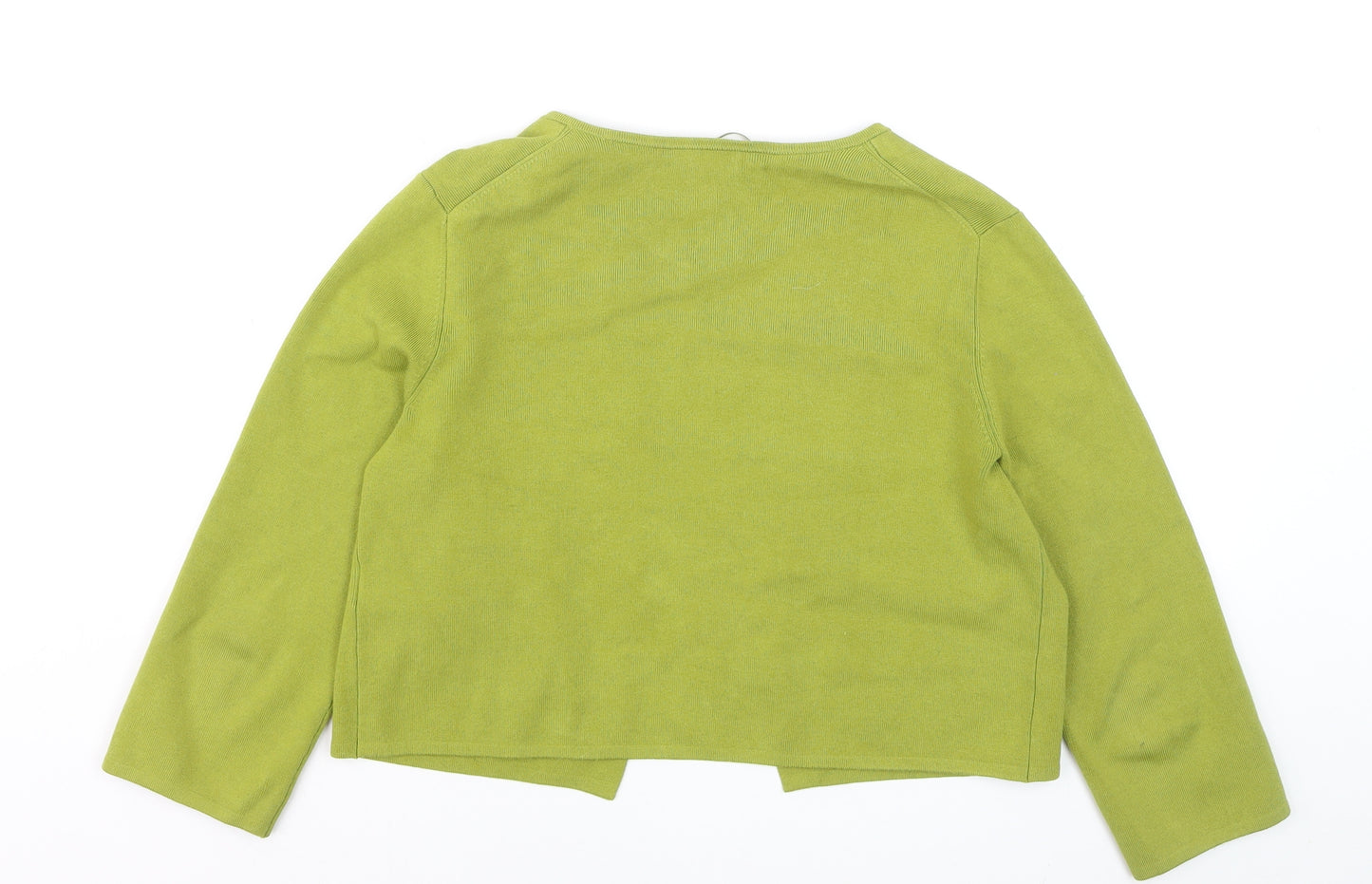 Hobbs Women Green Cotton Open Front Cardigan Size S