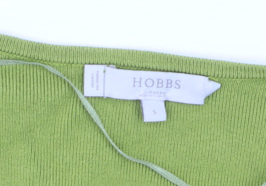 Hobbs Women Green Cotton Open Front Cardigan Size S