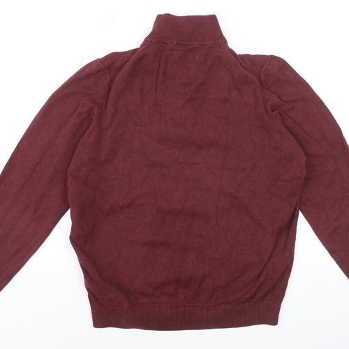 Farah 1920 Men’s Red Cotton Half Zip Jumper M Regular Fit