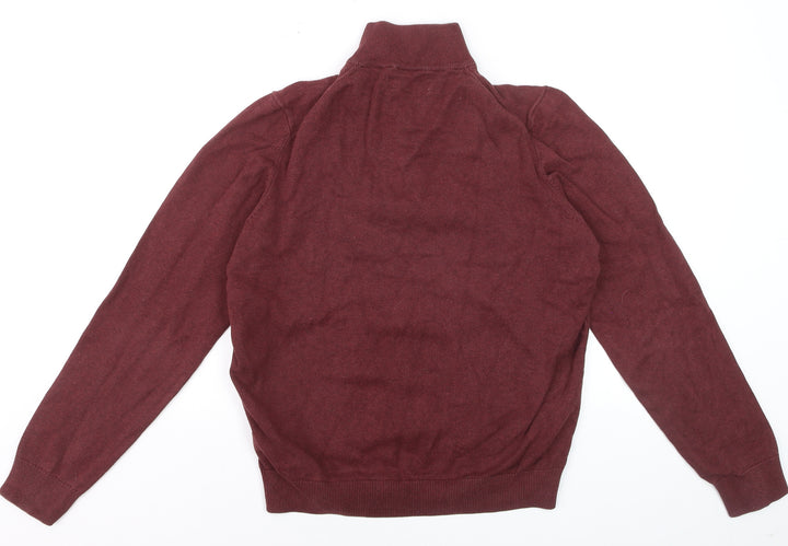 Farah 1920 Men’s Red Cotton Half Zip Jumper M Regular Fit