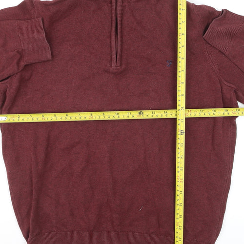 Farah 1920 Men’s Red Cotton Half Zip Jumper M Regular Fit