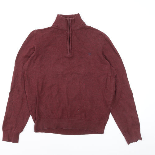 Farah 1920 Men’s Red Cotton Half Zip Jumper M Regular Fit