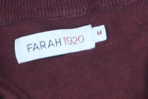 Farah 1920 Men’s Red Cotton Half Zip Jumper M Regular Fit