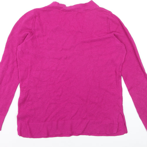 GAP Womens Pink V-Neck Long Sleeve Cotton Knit Jumper Size L
