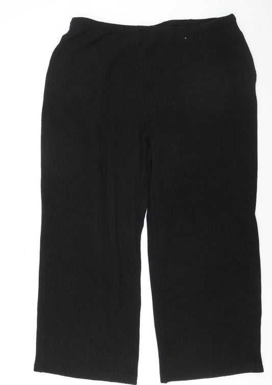 Marks and Spencer Women Black Knit Stretch Trousers Size 22 Regular