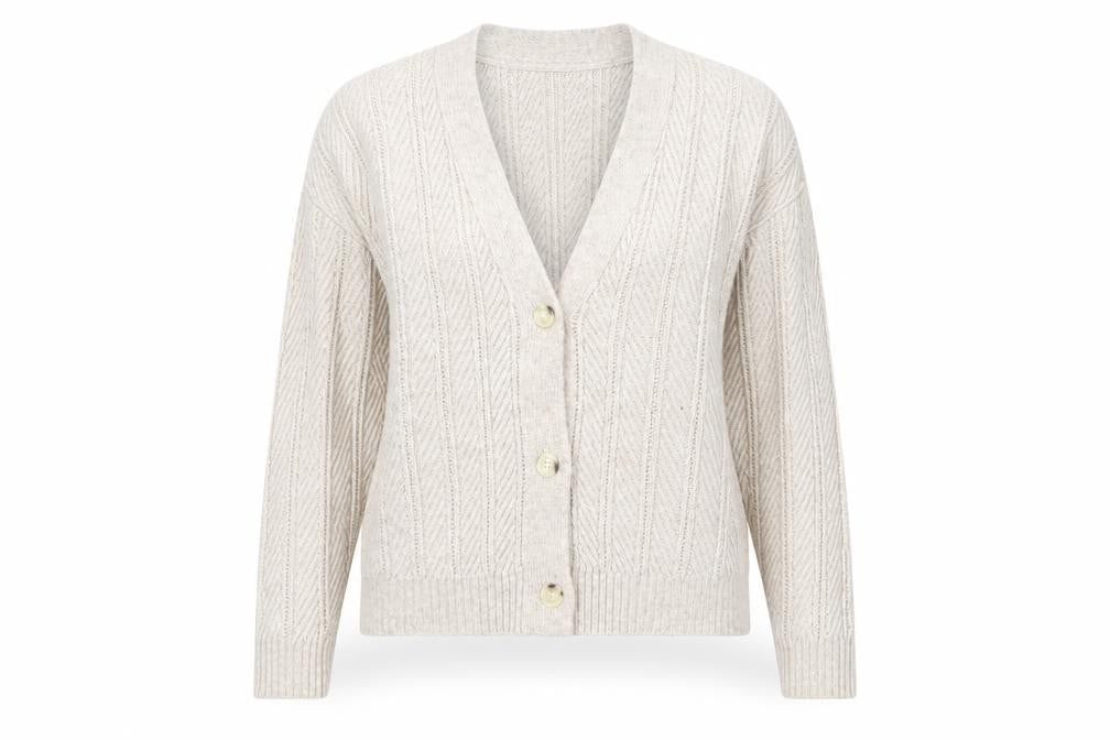 Marks and Spencer Womens Beige Knit V-Neck Cardigan Size L